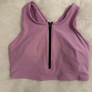 Move mama swimsuit Purple Zip-Front top and black floral bottom size medium